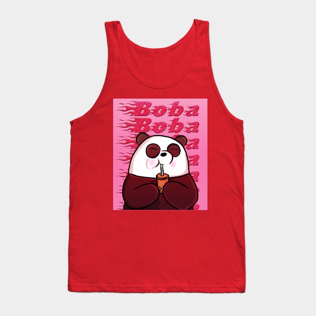 Pink Aesthetic Panda with Boba Tank Top by RoserinArt